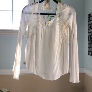 Cream lace long sleeve shirt